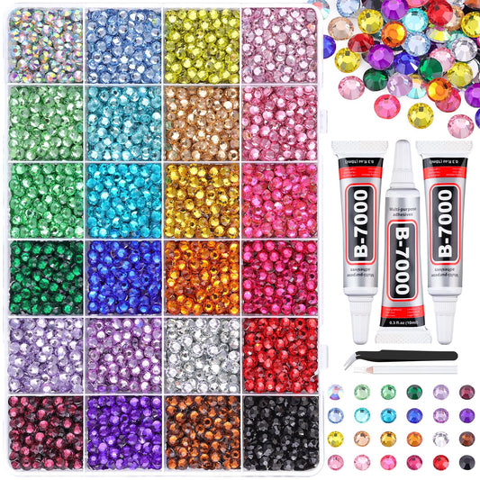 6600Pcs Resin Rhinestones for Bedazzling with Tweezers, Multicolor 5mm Rhinestones for Crafting