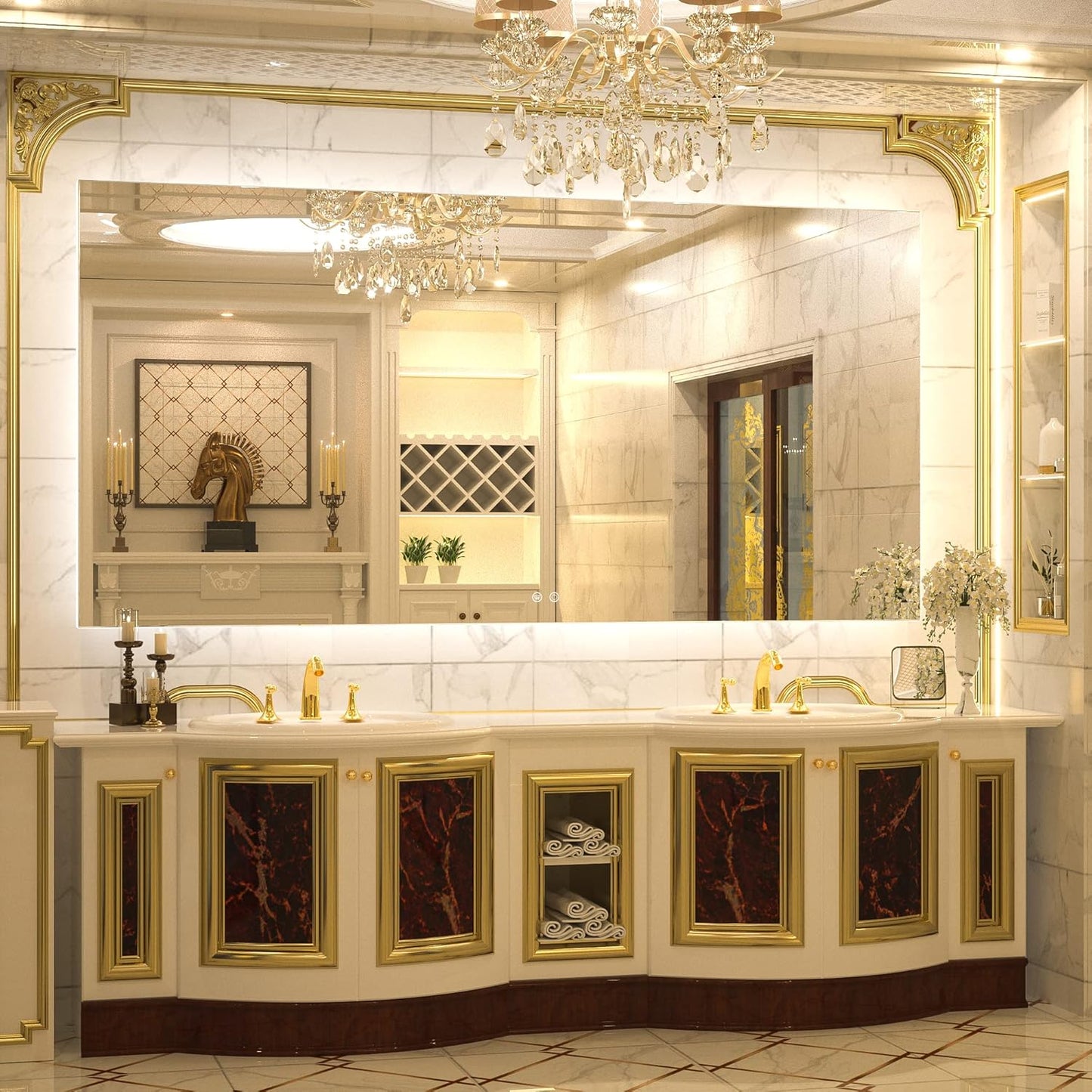 TETOTE 72 x 36 Inch LED Bathroom Mirror Backlit,AntiFog,Dimmable,CRI90+,Makeup,Vanity Mirror with Light,Lighted Mirror,Wall Mounted(Horizontal/Vertical)