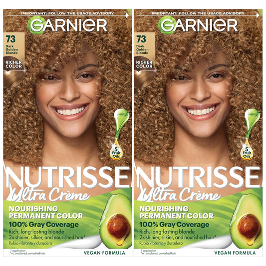 Garnier Hair Color Nutrisse Nourishing Creme, 73 Dark Golden Blonde (Honey Dip) Permanent Hair Dye, 2 Count (Packaging May Vary)
