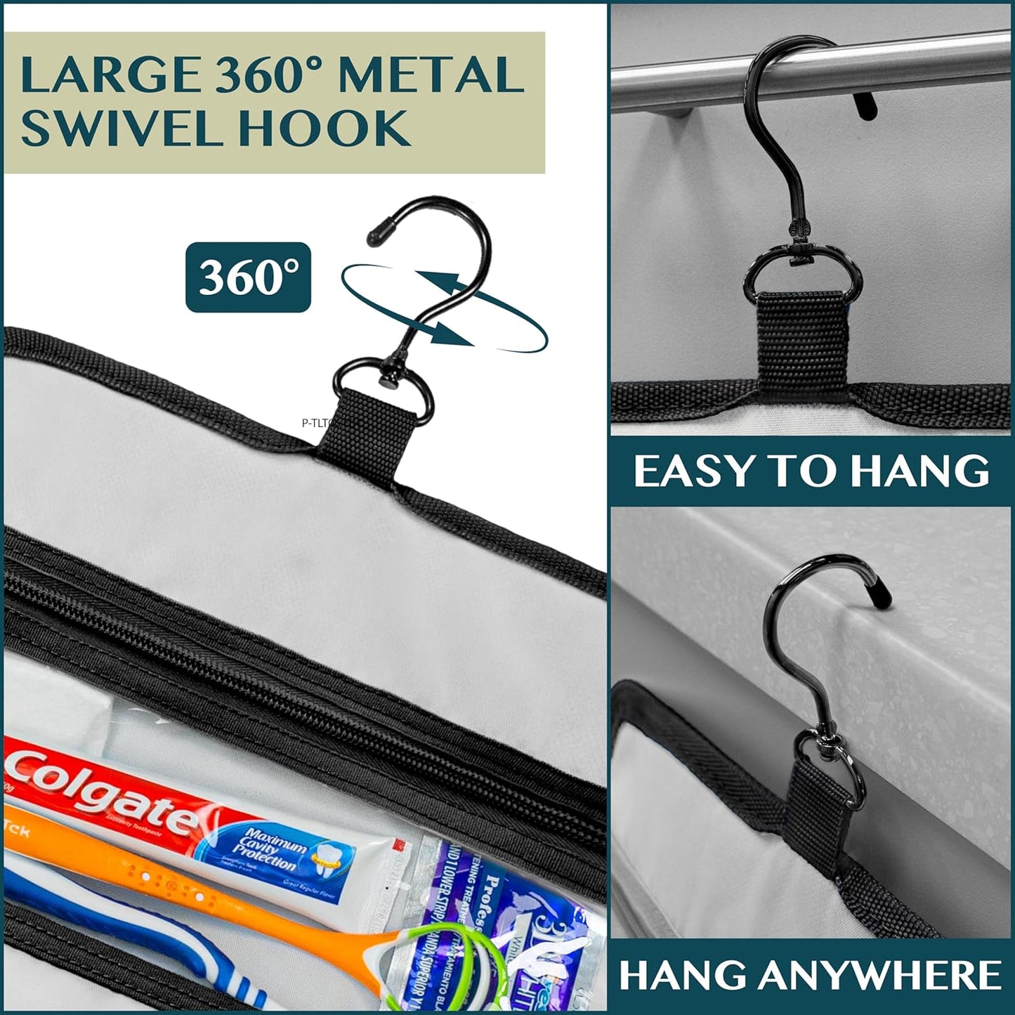 PAVILIA Travel Hanging Toiletry Bag for Women Men, Large Capacity Makeup Bag Kit, Waterproof Cosmetic Storage Organizer Case for Bathroom Shower