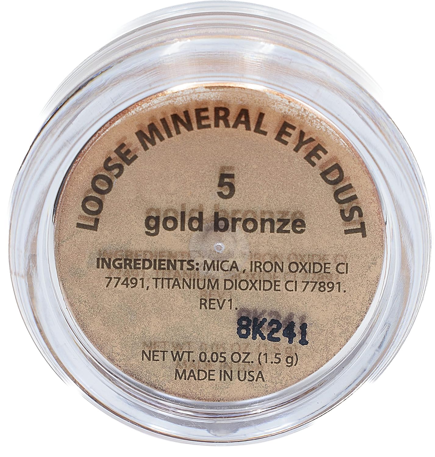 Yellow Gold Bronze Metallic Vegan Loose Eyeshadow Powder Pigment, Single Glitter Mineral Dust Jar Pot; Talc, Paraben & Cruelty Free, No Animal Testing