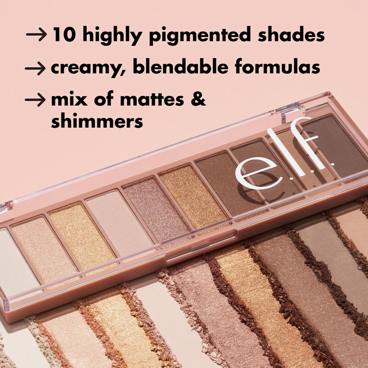e.l.f. Perfect 10 Eyeshadow Palette, Ten Ultra-pigmented Nude Shades, Blendable Formula, Vegan & Cruelty-free, Everyday Smoky (Packaging May Vary)
