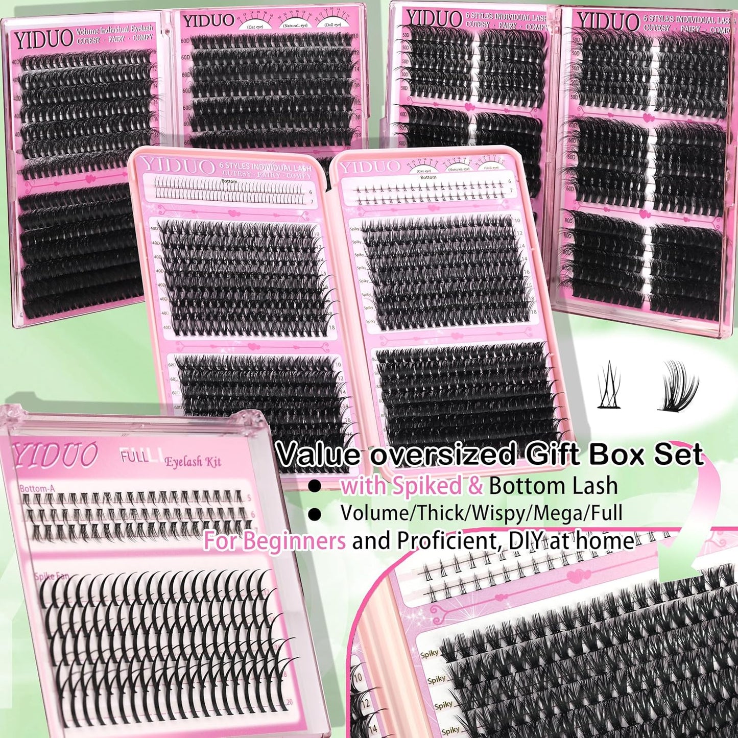 Lashes Clusters Kit 1846Pcs Bulk Packs Volume False Eyelash Extensions D Curl Wispy Individual Eyelashes, Volume Studio Effect, Wholesale Large Pack with Glue&Seal|Tweezers|Removers|Cleanser