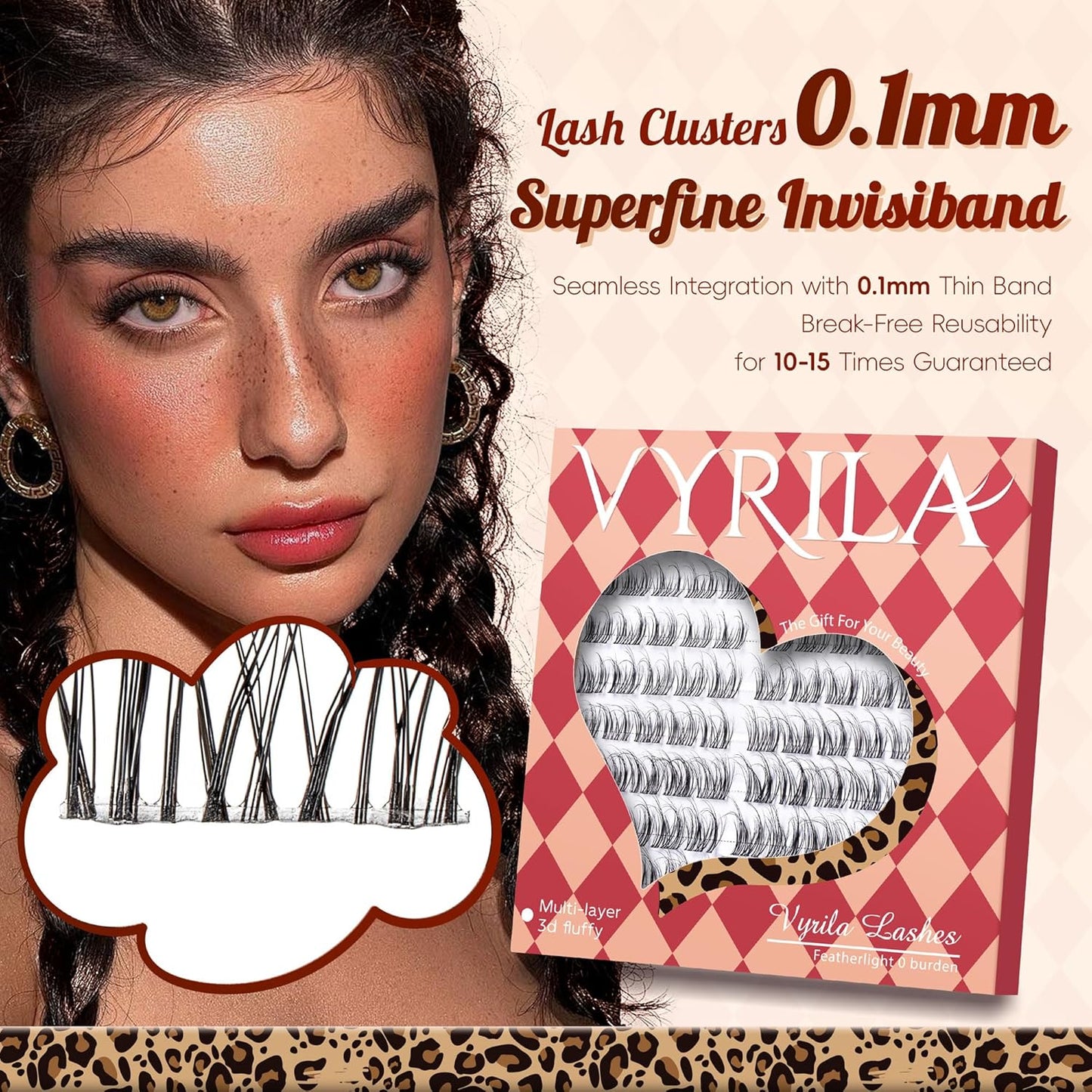 Lash Clusters 0.05mm PBT Fiber Eyelash Clusters, 0.1mm Superfine Invisiband D Curl Diy Lash Extension, 80pcs 8-16mm Individual Lashes Clusters Like Eyelash Extensions (Divine-D-8-16Mix)