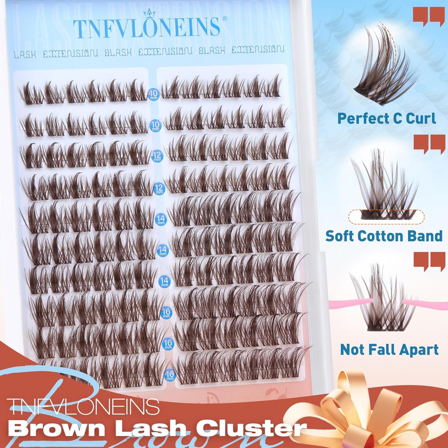 Brown Lash Clusters Kit Manga Lash Extension Kit Natural Eyelash Clusters Wispy 10-16MM Individual Lashes Clusters Anime Eyelash Extension Kit with Bond and Seal and Tweezers by TNFVLONEINS