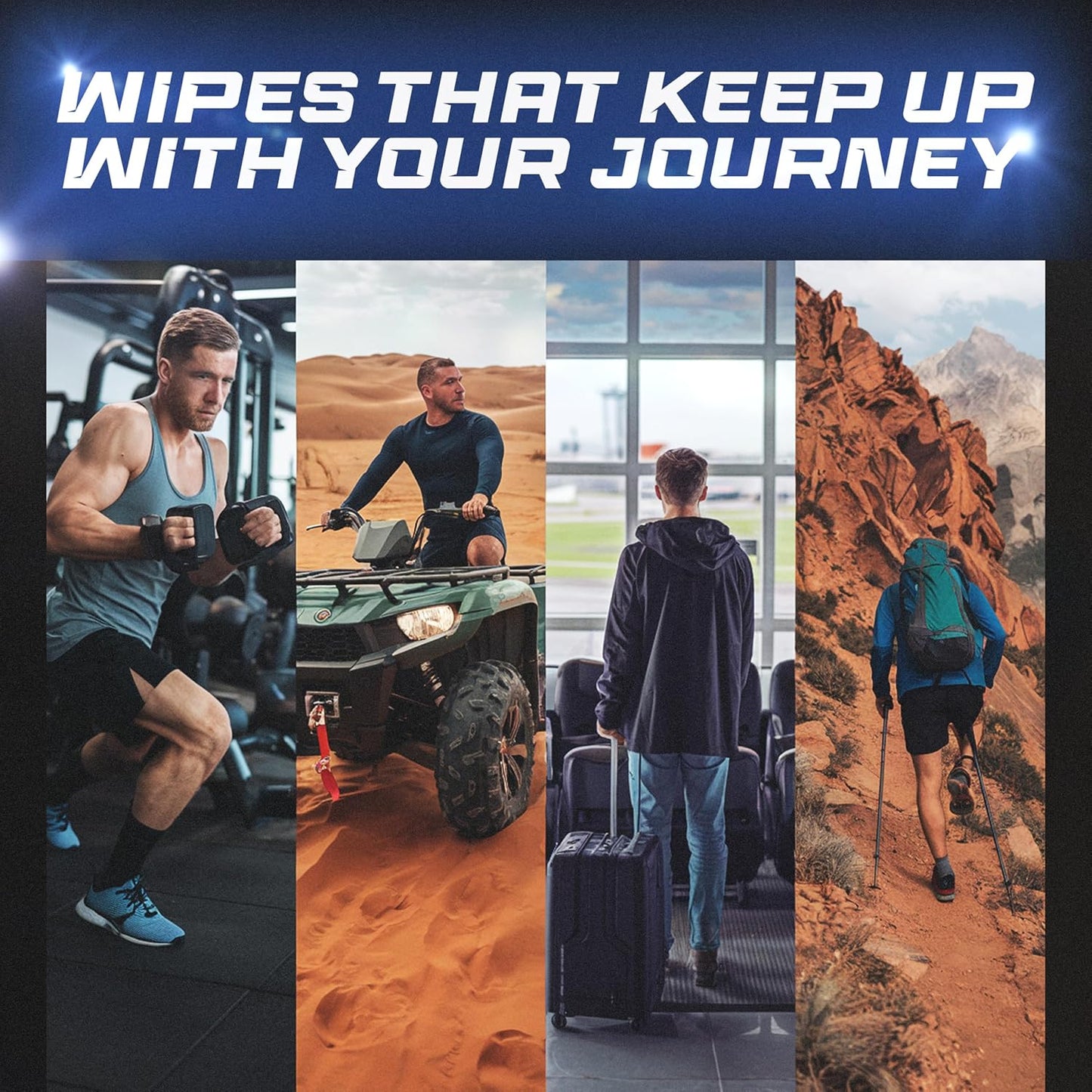 XL Deodorizing Body Wipes | Men's Extra Soft Washcloths Shower Alternative | Great for Workout Travel Gym Camping | 30 Individually Wrapped Shower Wipes | with Vitamin E Aloe Scent