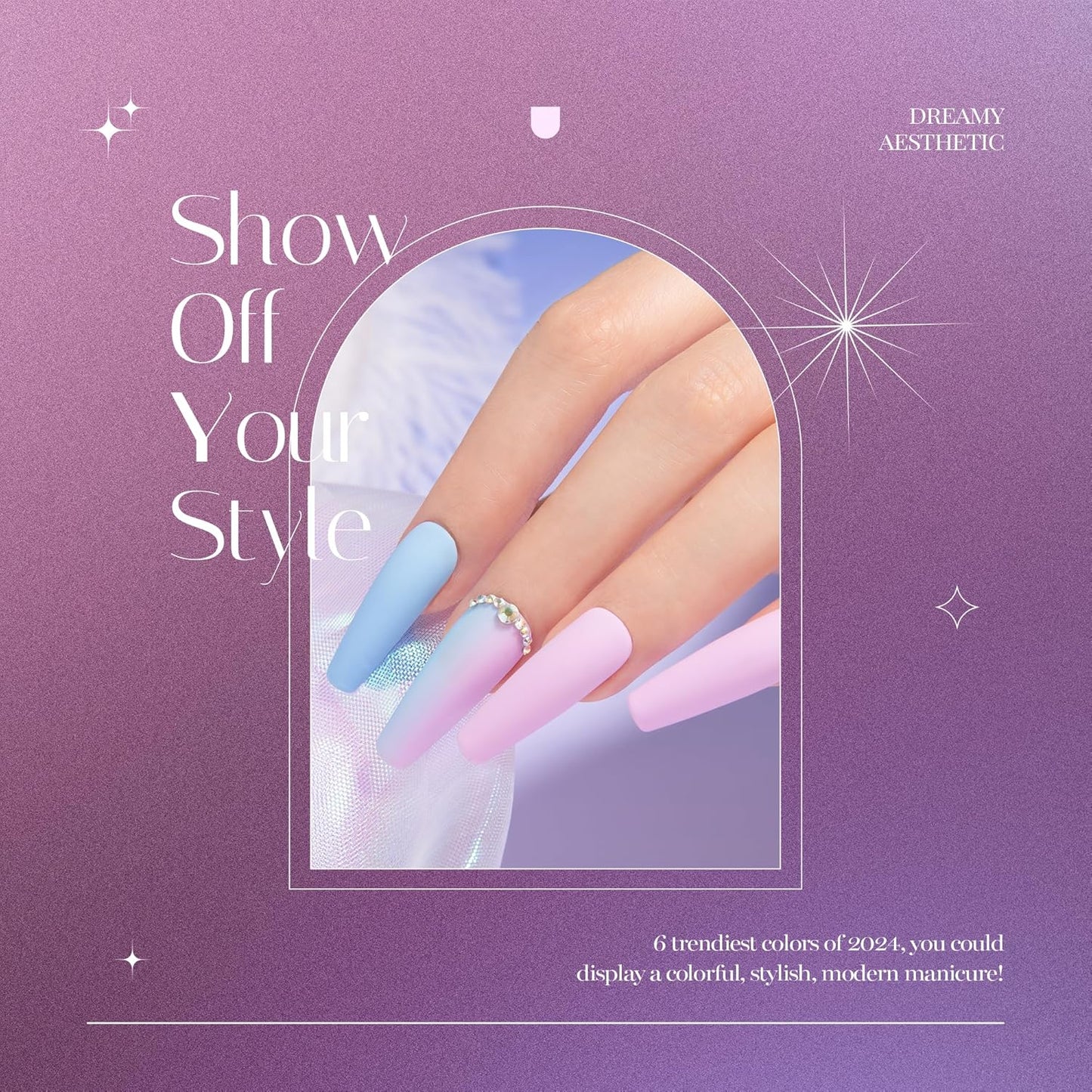 Beetles Gel Nail Polish Set - 6 Colors Purple Baby Blue Light Color Gel Nail Kit Lavender Violets Collection Soak Off UV LED Gel Manicure DIY Periwinkle Nail Polish Salon Gift for Women Girls