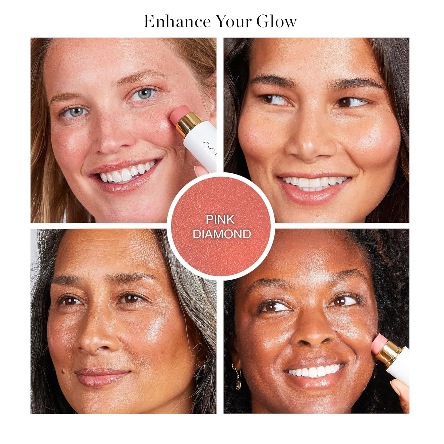 Ogee Sculpted Face Stick (PINK DIAMOND - MATTE NEUTRAL PINK) Certified Organic Blush Stick - Multi-Use Cream Blush & Highlighter Stick