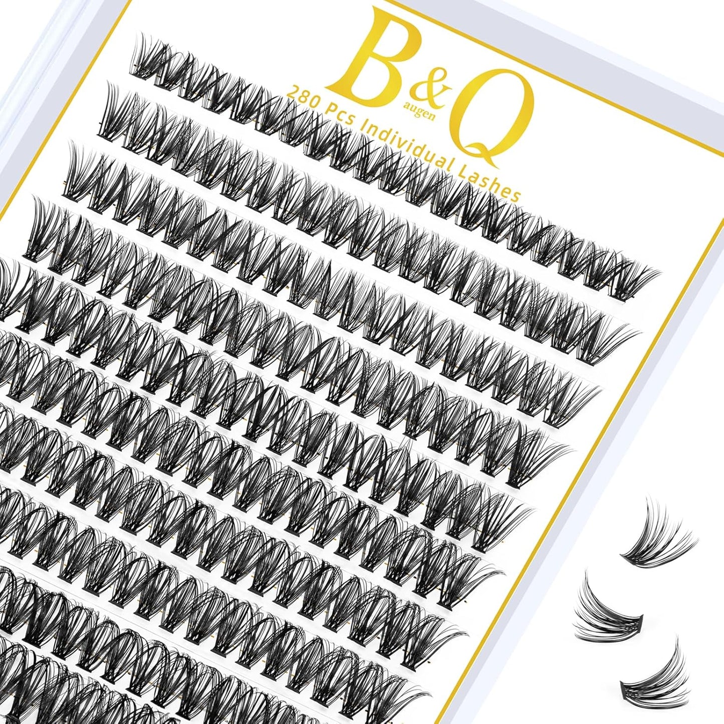 B&Qaugen Lash Clusters 40D-C-13 Individual Lashes 280 Clusters False Eyelash 10D 20D 30D 40D Lash Clusters Extensions Individual Lashes Cluster DIY Eyelash Extensions at Home (40D-C,13MM)