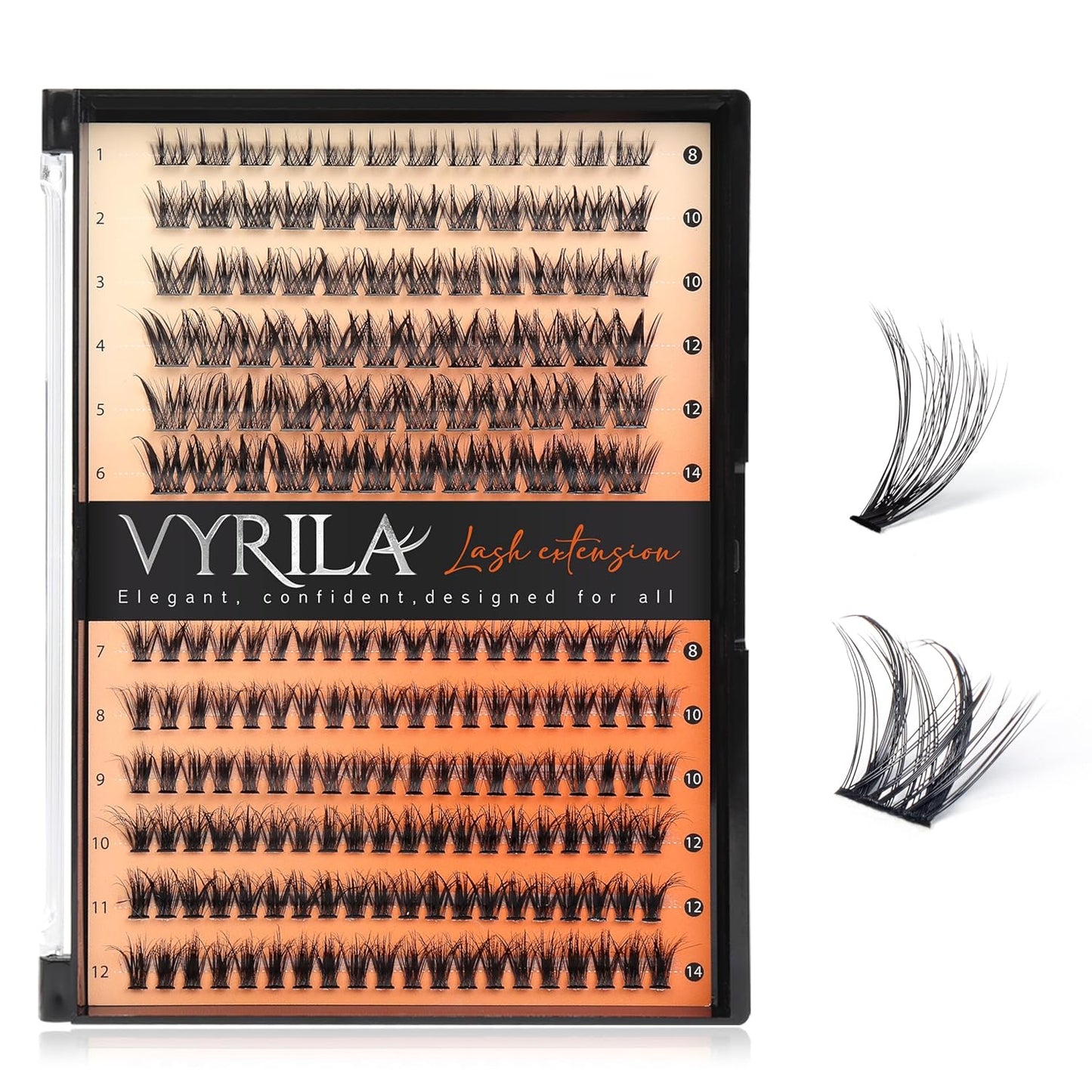 Lash Clusters-VYRILA 0.07mm Wispy Eyelashes C Curl Eyelash Clusters 8-14mix Individual Lashes Extension DIY at Home (30P+S05 192pcs-8-14mix)