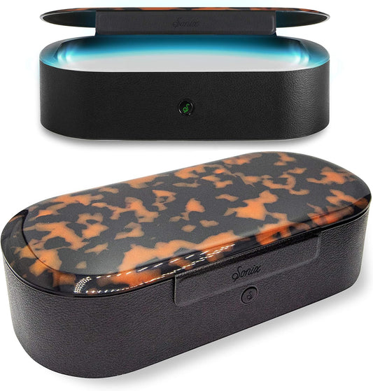 Sonix Beyond UV+O3 Sanitizer Box and Universal Charger UV and Ozone Disinfector for Phone, Mask, Makeup Brush, Nail Tool (Brown Tort)