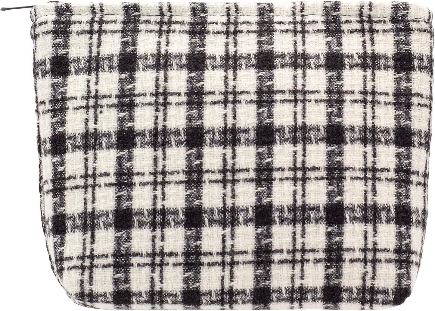 Makeup Bags for Purse Zipper Cosmetic Pouch Large Travel Canvas Make Up Organizer Tool Pouch for Women and Girls,Plaid Black