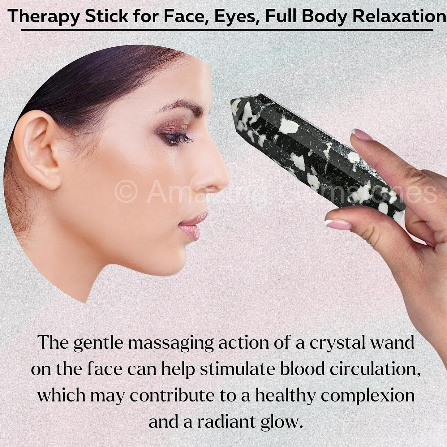 Amazing Gemstone Black and White Tourmaline Crystal Wand Massage Stick - Pelvic Wand Gua Sha for Adults - Crystals and Healing Stones Massage Wands for Adults Gifts (Pointed)