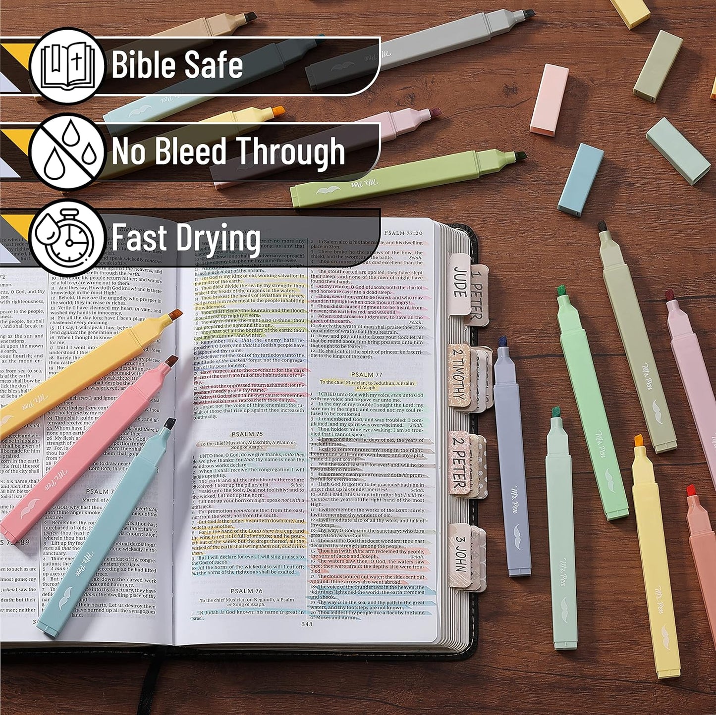 Mr. Pen- Aesthetic Highlighters, 20 pcs, Chisel Tip, Pastel Colors, No Bleed Bible Highlighter Pastel, Assorted Colors