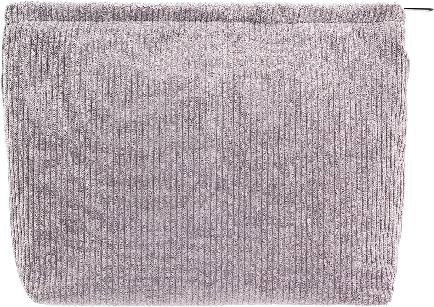 PAZIMIIK Makeup Bag Large Zipper Corduroy Make Up Pouch for Purse Travel Canvas Cosmetic Organizer for Women Brush Storage,Grey