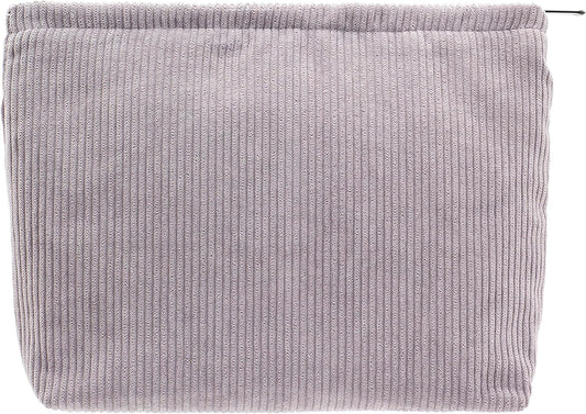 PAZIMIIK Makeup Bag Large Zipper Corduroy Make Up Pouch for Purse Travel Canvas Cosmetic Organizer for Women Brush Storage,Grey
